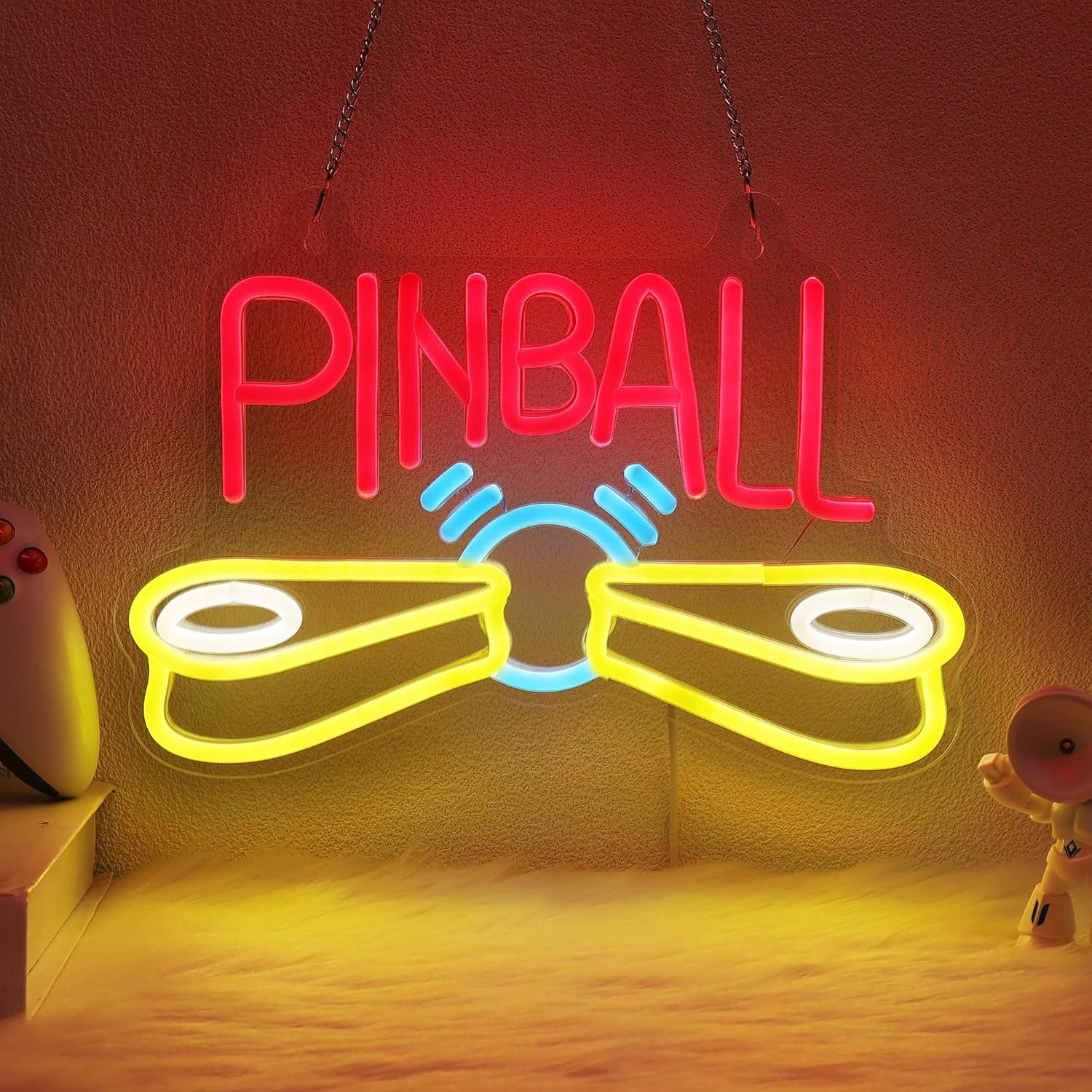 Arcade Games & Vending Llc Photos - Pinball-Neonschild, Arcade-USB-betriebene, dimmbare LED-Neonlichter für Spielzimmer,